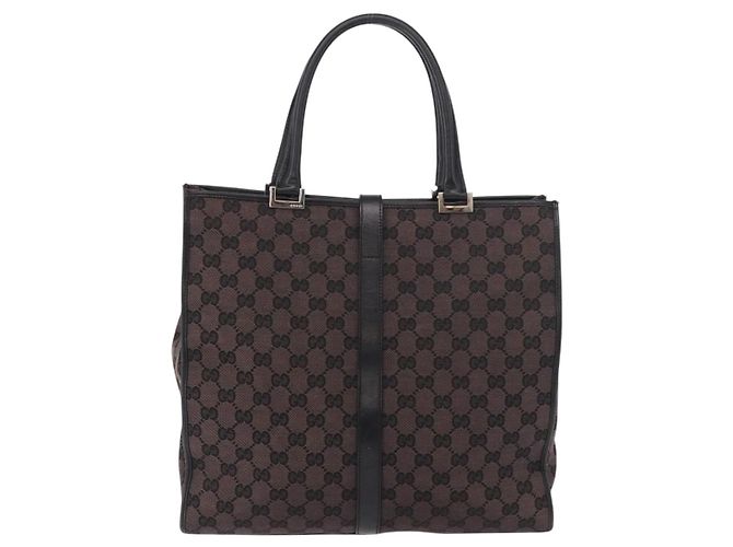 Borsa Tote GUCCI GG Canvas Jackie Dark Brown Silver 002 1064 Auth ka5021A - vista 2