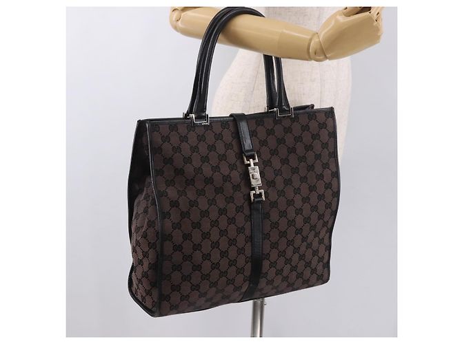 Borsa Tote GUCCI GG Canvas Jackie Dark Brown Silver 002 1064 Auth ka5021A - vista 23