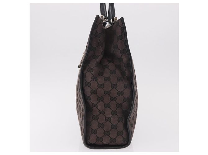 Borsa Tote GUCCI GG Canvas Jackie Dark Brown Silver 002 1064 Auth ka5021A - vista 3