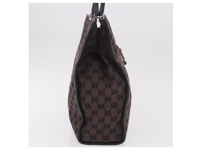 Borsa Tote GUCCI GG Canvas Jackie Dark Brown Silver 002 1064 Auth ka5021A - vista 4