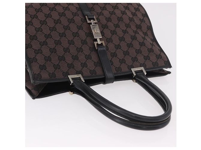 Borsa Tote GUCCI GG Canvas Jackie Dark Brown Silver 002 1064 Auth ka5021A - vista 6