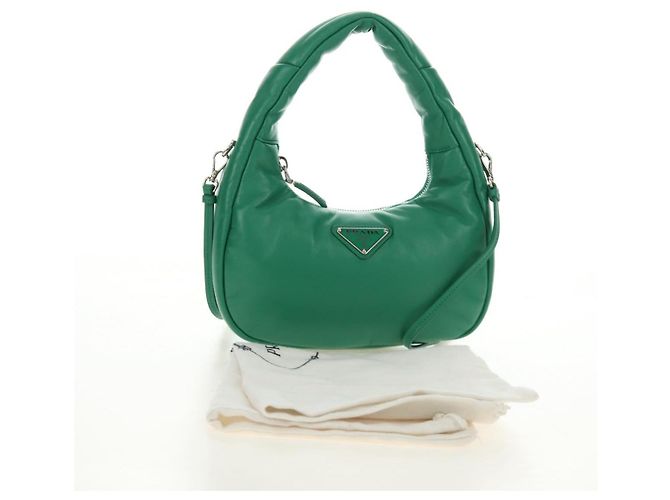 Borsa PRADA in pelle 2way Verde Argento Auth 189777SM - vista 12