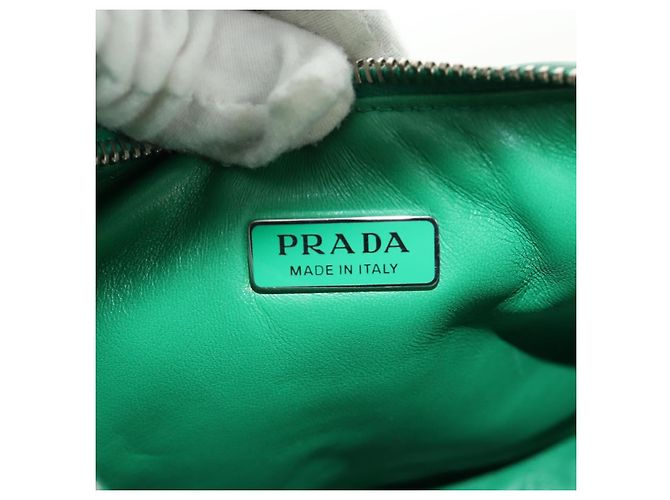 Borsa PRADA in pelle 2way Verde Argento Auth 189777SM - vista 22