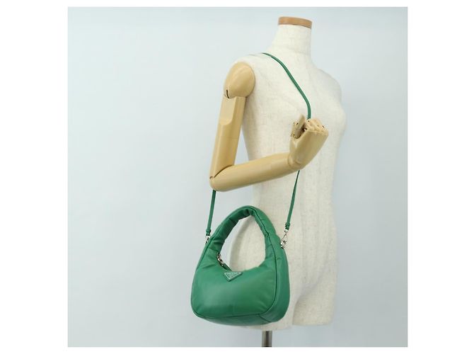 Borsa PRADA in pelle 2way Verde Argento Auth 189777SM - vista 25