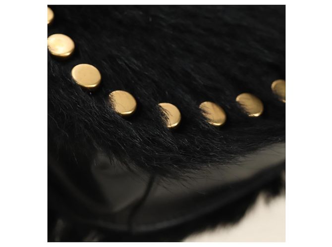Borsa a Spalla con Catena PRADA in Pelliccia Nero Argento Auth 187435SAM - vista 17