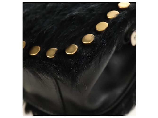 Borsa a Spalla con Catena PRADA in Pelliccia Nero Argento Auth 187435SAM - vista 18