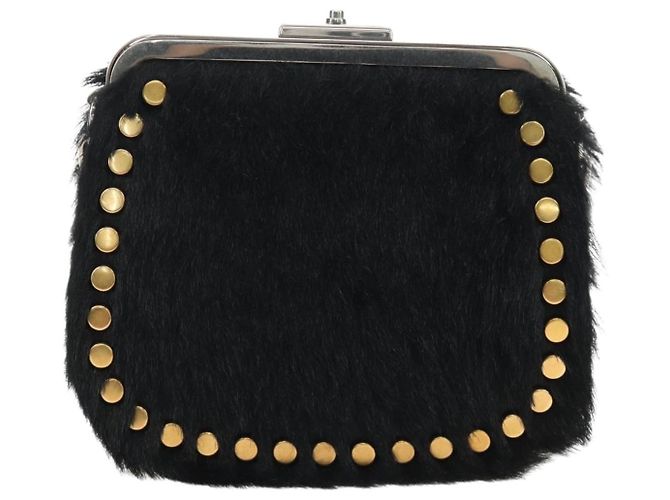 Borsa a Spalla con Catena PRADA in Pelliccia Nero Argento Auth 187435SAM - vista 2
