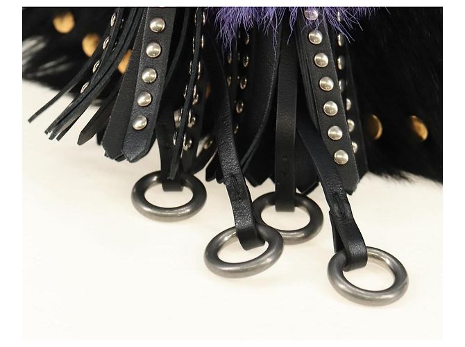 Borsa a Spalla con Catena PRADA in Pelliccia Nero Argento Auth 187435SAM - vista 20