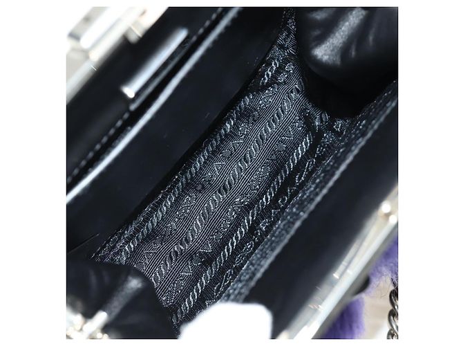 Borsa a Spalla con Catena PRADA in Pelliccia Nero Argento Auth 187435SAM - vista 9