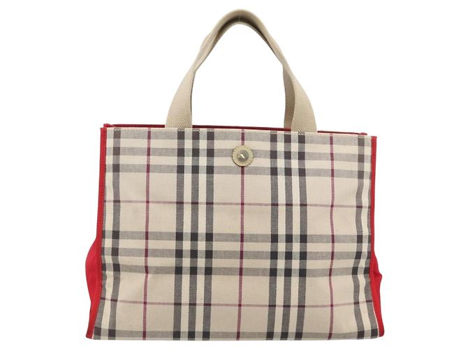 Borsa BURBERRY Nova Check in tela Beige Silver Auth 189961A Argento - vista 13