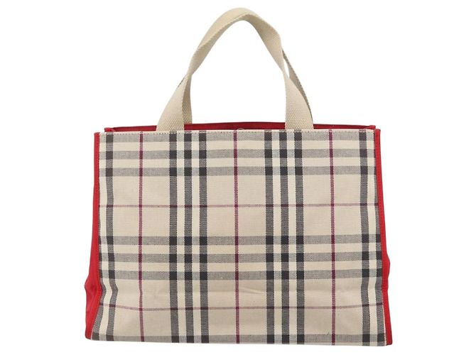 Borsa BURBERRY Nova Check in tela Beige Silver Auth 189961A Argento - vista 2