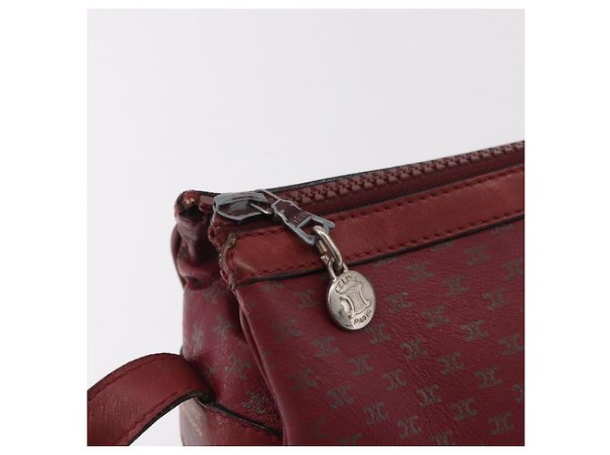 Céline Borsa a Spalla CELINE Macadam Pelle Bordeaux Oro Auth 189944 D'oro Bordò - vista 10
