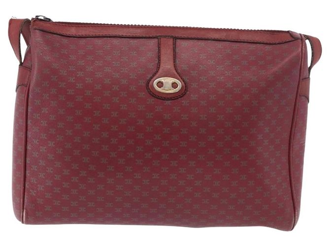 Céline Borsa a Spalla CELINE Macadam Pelle Bordeaux Oro Auth 189944 D'oro Bordò - vista 13
