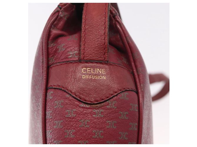 Céline Borsa a Spalla CELINE Macadam Pelle Bordeaux Oro Auth 189944 D'oro Bordò - vista 18