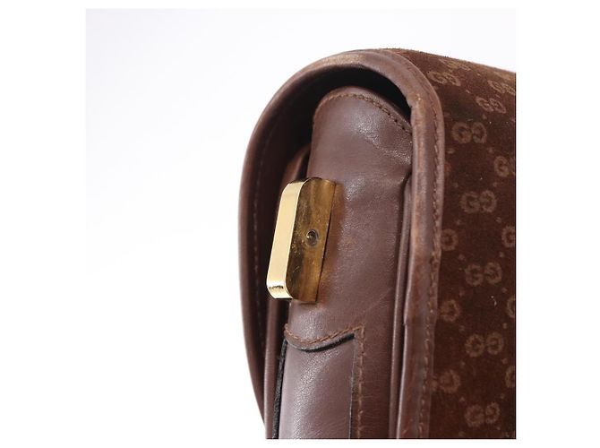 GUCCI Micro GG Canvas Schultertasche Wildleder Braun Gold Auth 189589 Golden - Ansicht 10