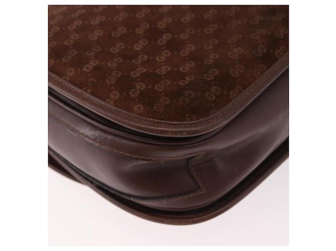 GUCCI Micro GG Canvas Schultertasche Wildleder Braun Gold Auth 189589 Golden - Ansicht 15