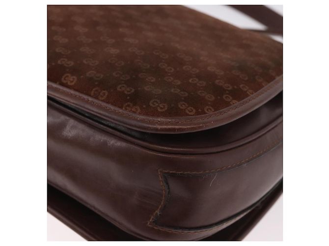 GUCCI Micro GG Canvas Schultertasche Wildleder Braun Gold Auth 189589 Golden - Ansicht 16