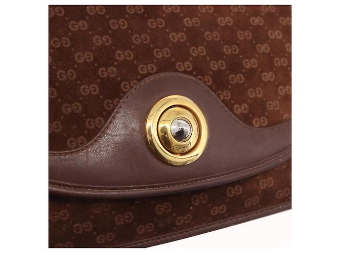 GUCCI Micro GG Canvas Schultertasche Wildleder Braun Gold Auth 189589 Golden - Ansicht 17