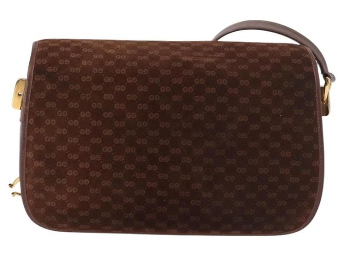 GUCCI Micro GG Canvas Schultertasche Wildleder Braun Gold Auth 189589 Golden - Ansicht 2
