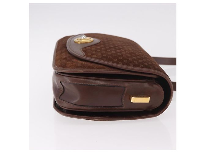 GUCCI Micro GG Canvas Schultertasche Wildleder Braun Gold Auth 189589 Golden - Ansicht 3