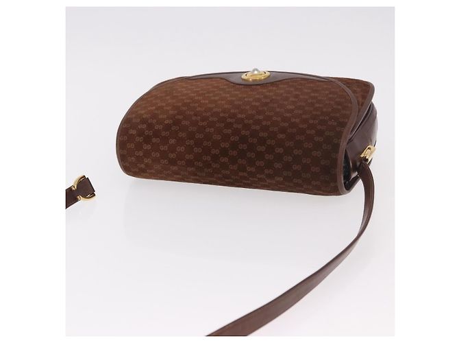 GUCCI Micro GG Canvas Schultertasche Wildleder Braun Gold Auth 189589 Golden - Ansicht 6