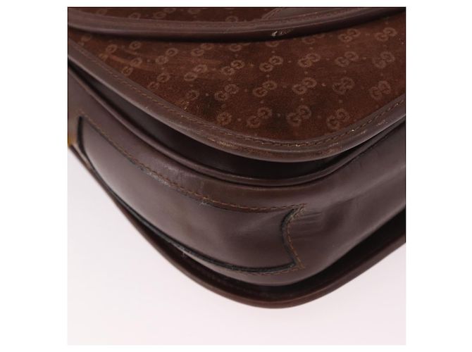 GUCCI Micro GG Canvas Schultertasche Wildleder Braun Gold Auth 189589 Golden - Ansicht 9