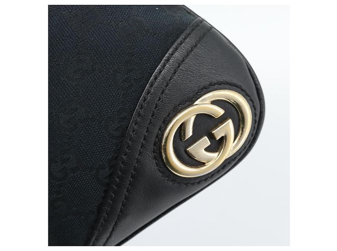 Borsa a Spalla GUCCI GG Canvas Nera Oro 169947 Auth 190317A Nero D'oro - vista 10