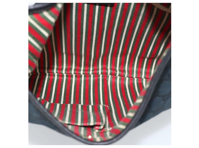 Borsa a Spalla GUCCI GG Canvas Nera Oro 169947 Auth 190317A Nero D'oro - vista 11