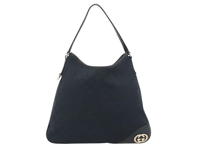 Borsa a Spalla GUCCI GG Canvas Nera Oro 169947 Auth 190317A Nero D'oro - vista 13