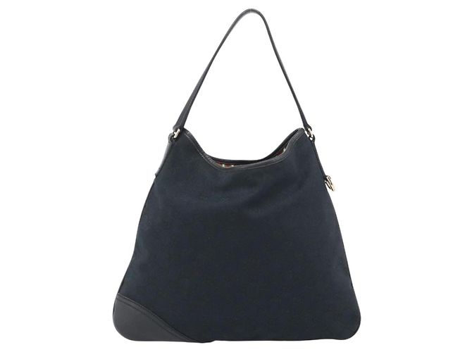 Borsa a Spalla GUCCI GG Canvas Nera Oro 169947 Auth 190317A Nero D'oro - vista 2