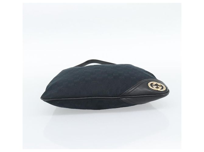 Borsa a Spalla GUCCI GG Canvas Nera Oro 169947 Auth 190317A Nero D'oro - vista 5