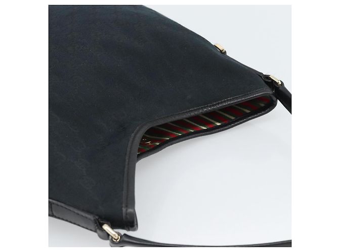 Borsa a Spalla GUCCI GG Canvas Nera Oro 169947 Auth 190317A Nero D'oro - vista 6
