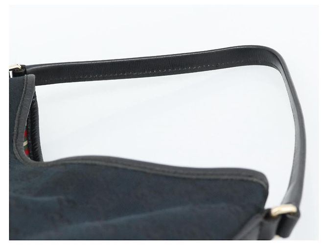 Borsa a Spalla GUCCI GG Canvas Nera Oro 169947 Auth 190317A Nero D'oro - vista 8