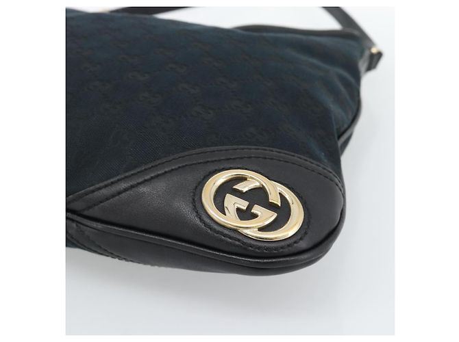 Borsa a Spalla GUCCI GG Canvas Nera Oro 169947 Auth 190317A Nero D'oro - vista 9