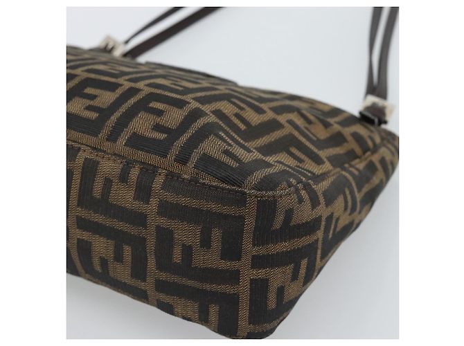 FENDI Zucca Canvas Mamma Baguette Tote Bag Black Brown Auth 189846A Marrone Nero - vista 15