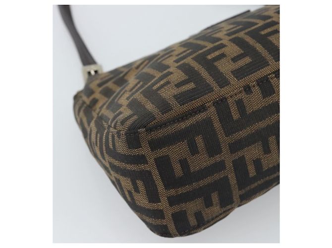 FENDI Zucca Canvas Mamma Baguette Tote Bag Black Brown Auth 189846A Marrone Nero - vista 16
