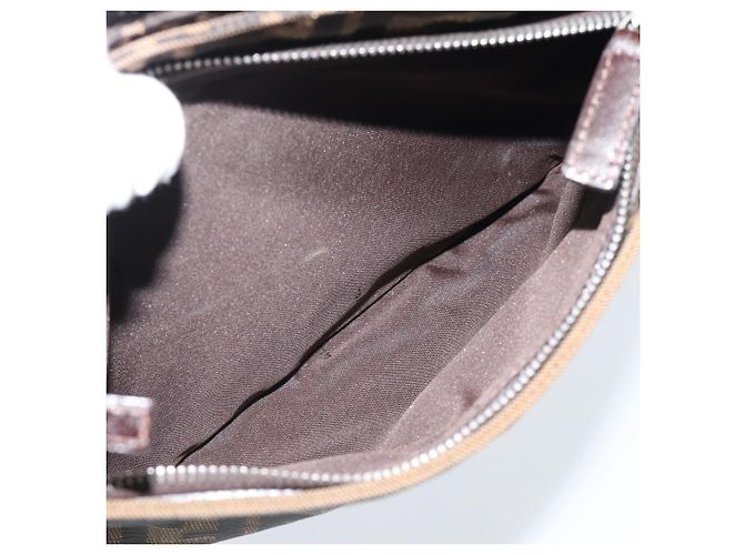 FENDI Zucca Canvas Mamma Baguette Tote Bag Black Brown Auth 189846A Marrone Nero - vista 21
