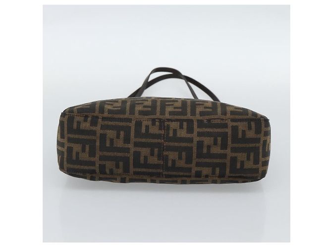 FENDI Zucca Canvas Mamma Baguette Tote Bag Black Brown Auth 189846A Marrone Nero - vista 5