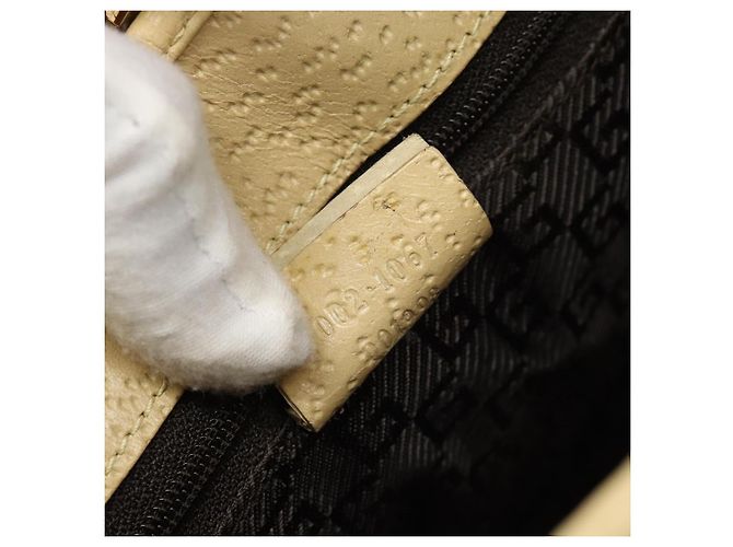 Bolso de Hombro GUCCI Lona y Cuero Beige Oro 002 1067 Auth 188585A Dorado - vista 12