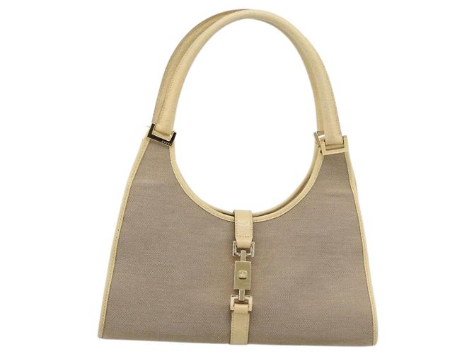 Bolso de Hombro GUCCI Lona y Cuero Beige Oro 002 1067 Auth 188585A Dorado - vista 13