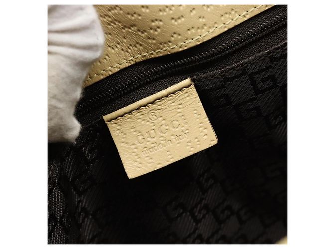 Bolso de Hombro GUCCI Lona y Cuero Beige Oro 002 1067 Auth 188585A Dorado - vista 17