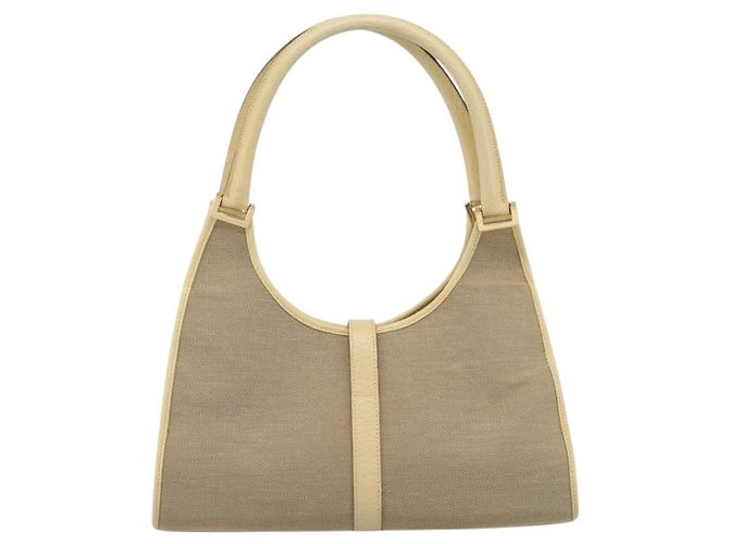 Bolso de Hombro GUCCI Lona y Cuero Beige Oro 002 1067 Auth 188585A Dorado - vista 2