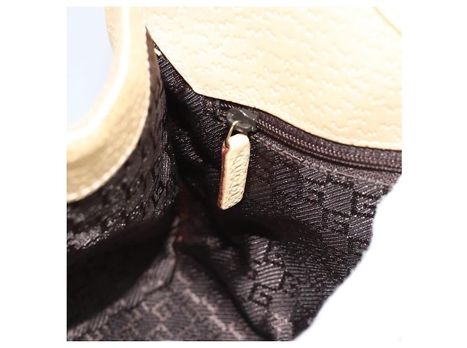 Bolso de Hombro GUCCI Lona y Cuero Beige Oro 002 1067 Auth 188585A Dorado - vista 20