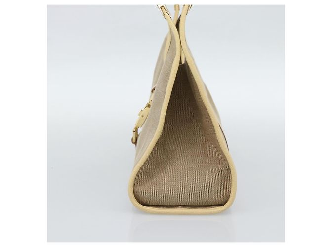 Bolso de Hombro GUCCI Lona y Cuero Beige Oro 002 1067 Auth 188585A Dorado - vista 4