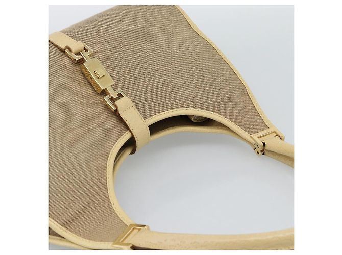 Bolso de Hombro GUCCI Lona y Cuero Beige Oro 002 1067 Auth 188585A Dorado - vista 6