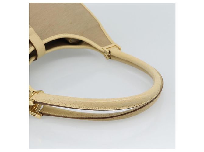 Bolso de Hombro GUCCI Lona y Cuero Beige Oro 002 1067 Auth 188585A Dorado - vista 7