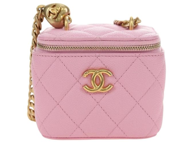 CHANEL Vanity Chain Shoulder Bag Caviar Skin Pink Gold CC Auth hk3887SAM Golden - Ansicht 13