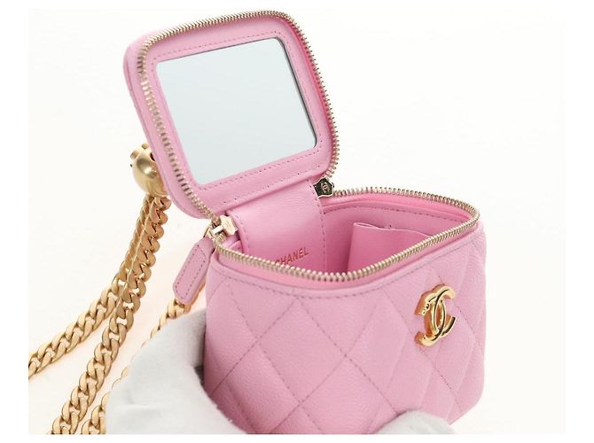 CHANEL Vanity Chain Shoulder Bag Caviar Skin Pink Gold CC Auth hk3887SAM Golden - Ansicht 22