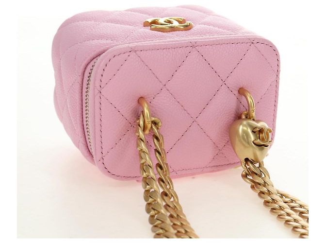 CHANEL Vanity Chain Shoulder Bag Caviar Skin Pink Gold CC Auth hk3887SAM Golden - Ansicht 6