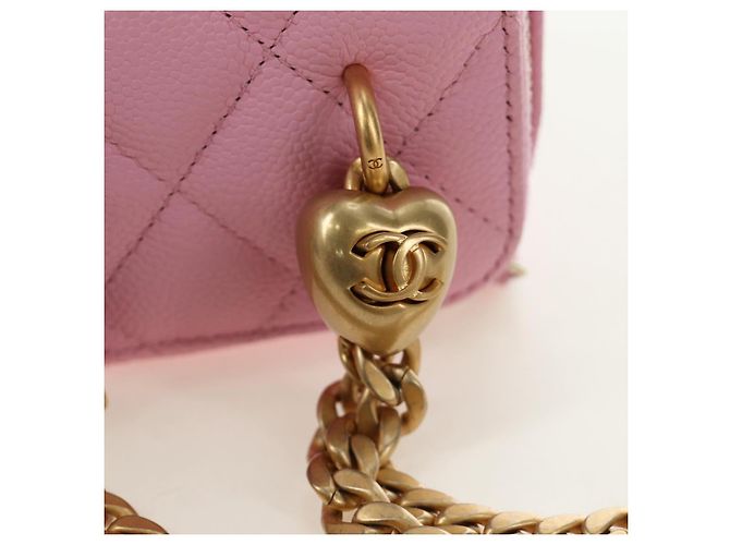 CHANEL Vanity Chain Shoulder Bag Caviar Skin Pink Gold CC Auth hk3887SAM Golden - Ansicht 8
